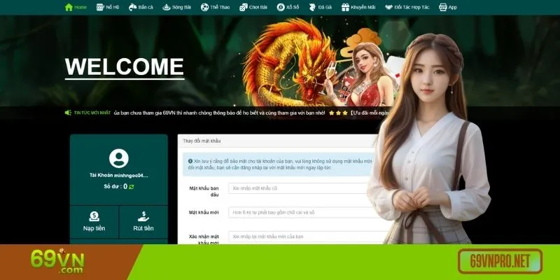 Cách đổi mật khẩu 69VN siêu đơn giản chỉ với vài bước